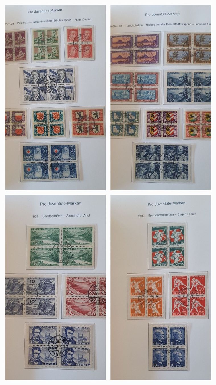 Alle Briefmarken: Pro Juventute 4er Block Sammlung 1913 - 2009 – Gebraucht aus Kreuzlingen von Rschweiz1 5