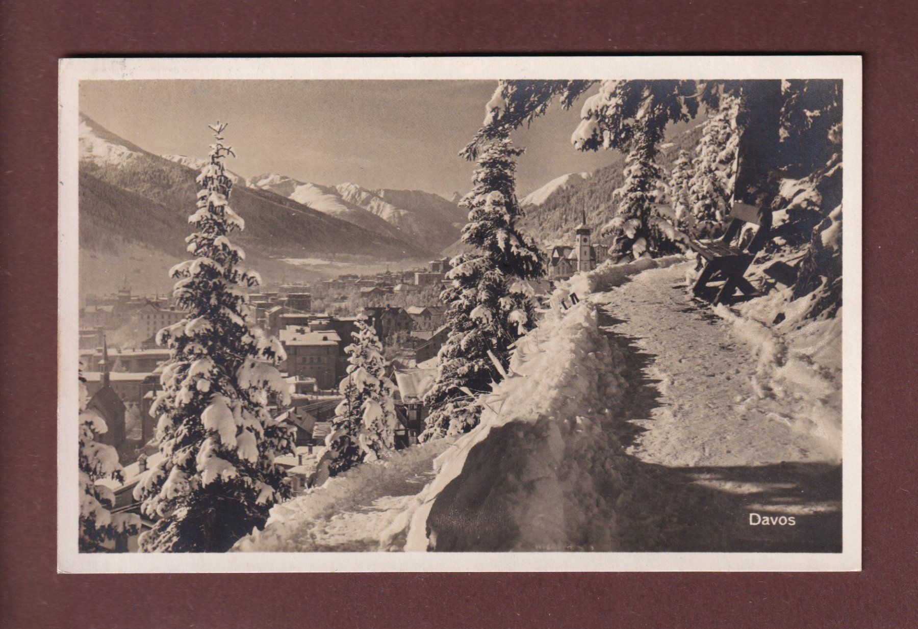 Ansichtskarten: DAVOS unter Schnee - 1927 – Gebraucht aus Pully von nicecards-shop