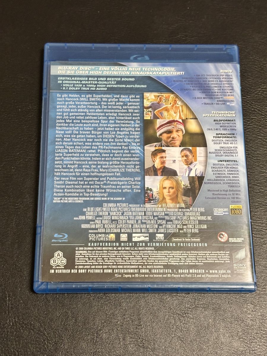 Tutti i DVDs: Hancock Extended Version Blu Ray – Usato da Luzern venduto da Armastra 1