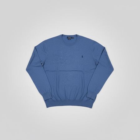 Pull Ralph Lauren col rond Bleu - 100% Pima Coton - XXL