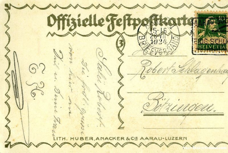 Cartoline postali: Aarau -Eidgenössisches Schützenfest 1924 – Usato da Emmenbrücke venduto da teestube 1