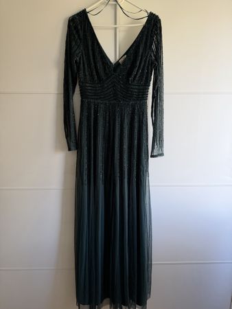 Langes, grünes Abendkleid mit Pailletten - Grösse 38 