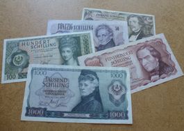Österreich ++ Tolles Lot von 5 Banknoten ab 1965