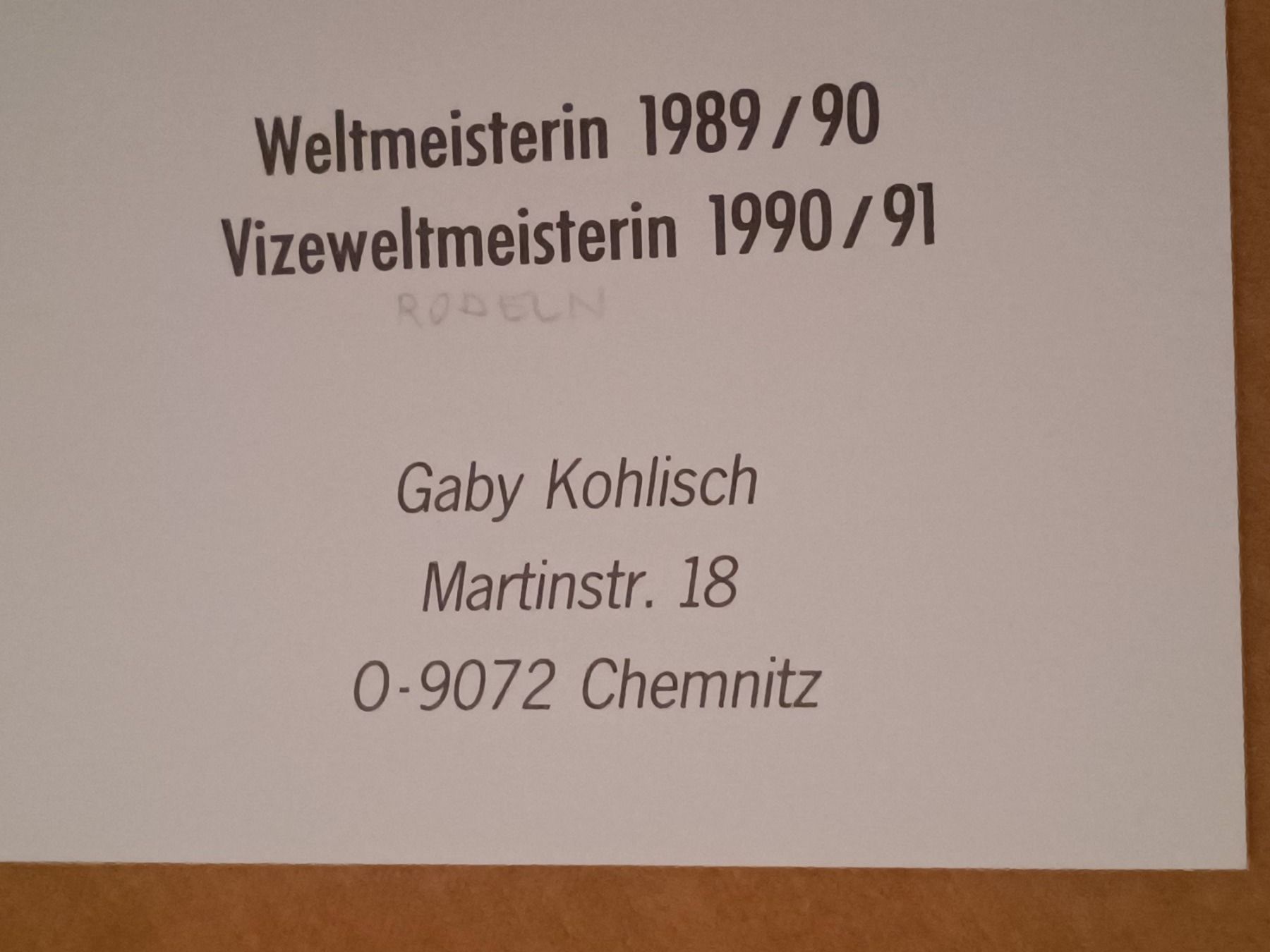 Autografi: Gaby Kohlisch - Weltmeisterin – Usato da Menziken venduto da Autogramme 1