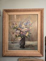 Blumenstillleben Gemälde, Öl auf Leinwand, Vintage Stil