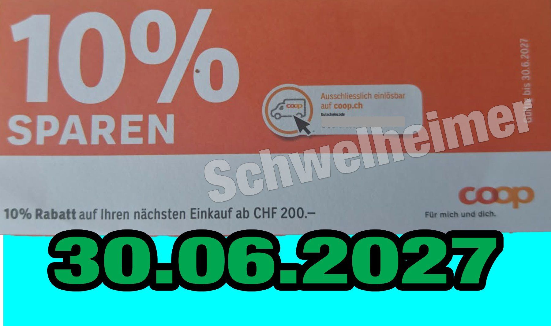 Buoni: 10% Rabatt bei coop.ch ab Fr. 200.-- Einkauf / NEW CODE – Nuovo e nell'imballaggio originale da Allschwil venduto da Schwelheimer