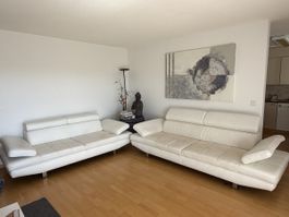 Echtleder Sofa-Polstergarnitur 3er & 2er – Weiss