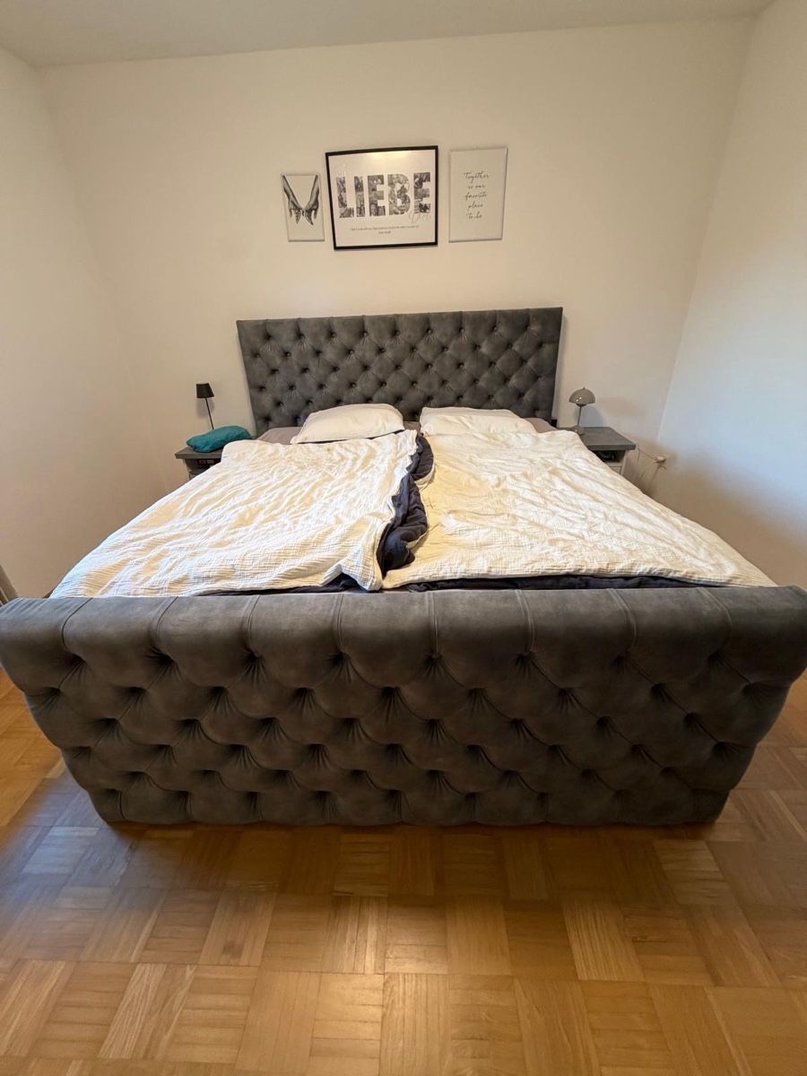 Betten: Boxspringbett 180x200cm Grau – Gebraucht aus Port von Jenny_baertschi