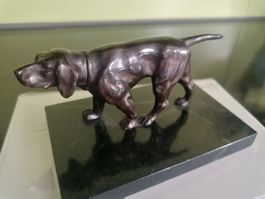 Skulptur Metall  Bronce Legierung Jagdhund.
