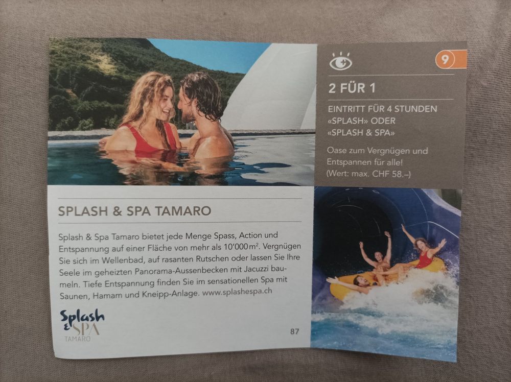 2 für 1 Eintritt bei Splash & Spa Tamaro | Kaufen auf Ricardo