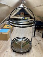 Servierwagen rund Chrom Glas zwei Etagen auf Rollen