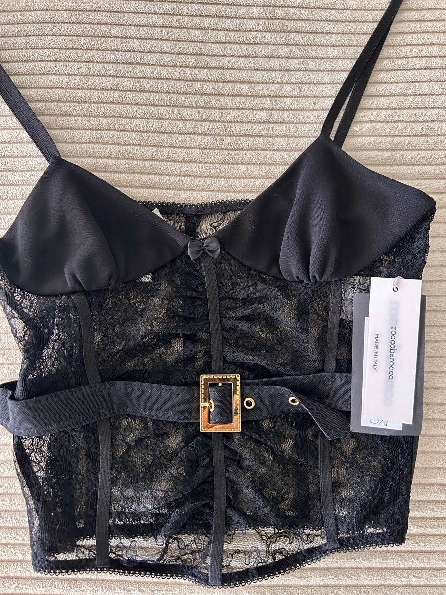 Top: Schwarzes Spitzen Bustier von roccobarocco Neu – Nuovo e nell'imballaggio originale da Egliswil venduto da anbe8
