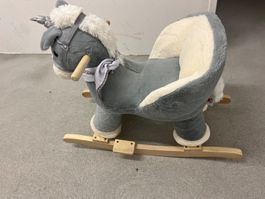 Schaukelpferd Esel Plüsch mit Horn guter Zustand