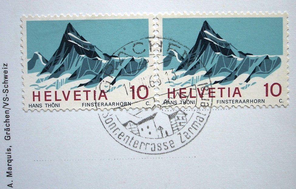 Cartoline postali: GRÄCHEN Bietschhorn und Berneralpen – Usato da Jona venduto da philajona 1