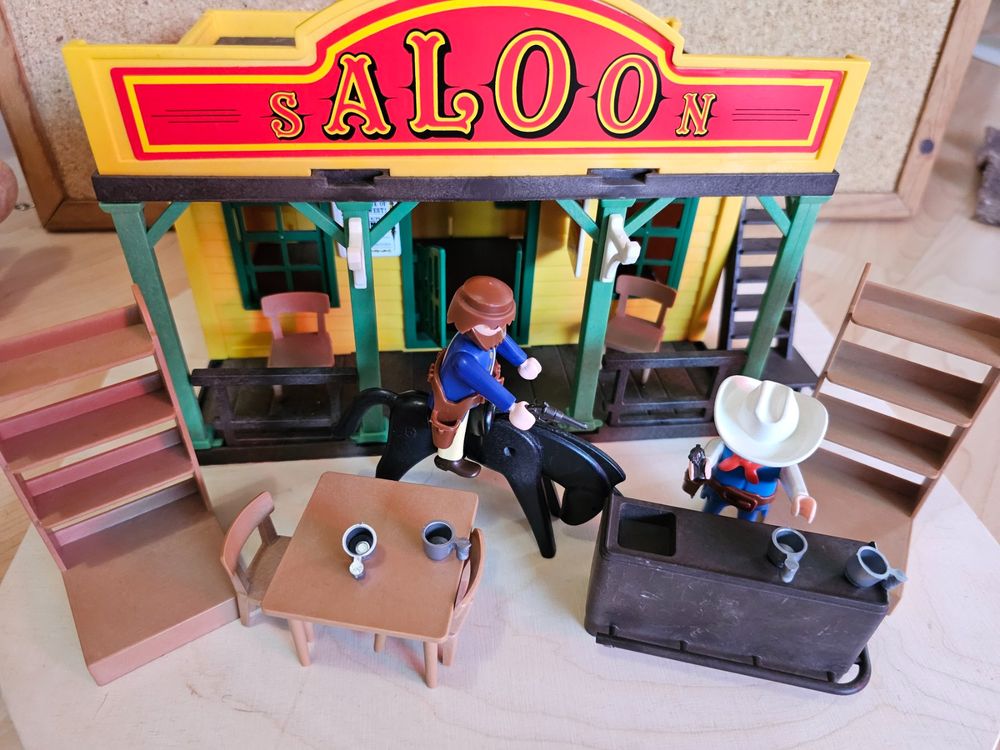 PLAYMOBIL SALOON COWBOYS Western 3461 1983 Vintage avec notice de