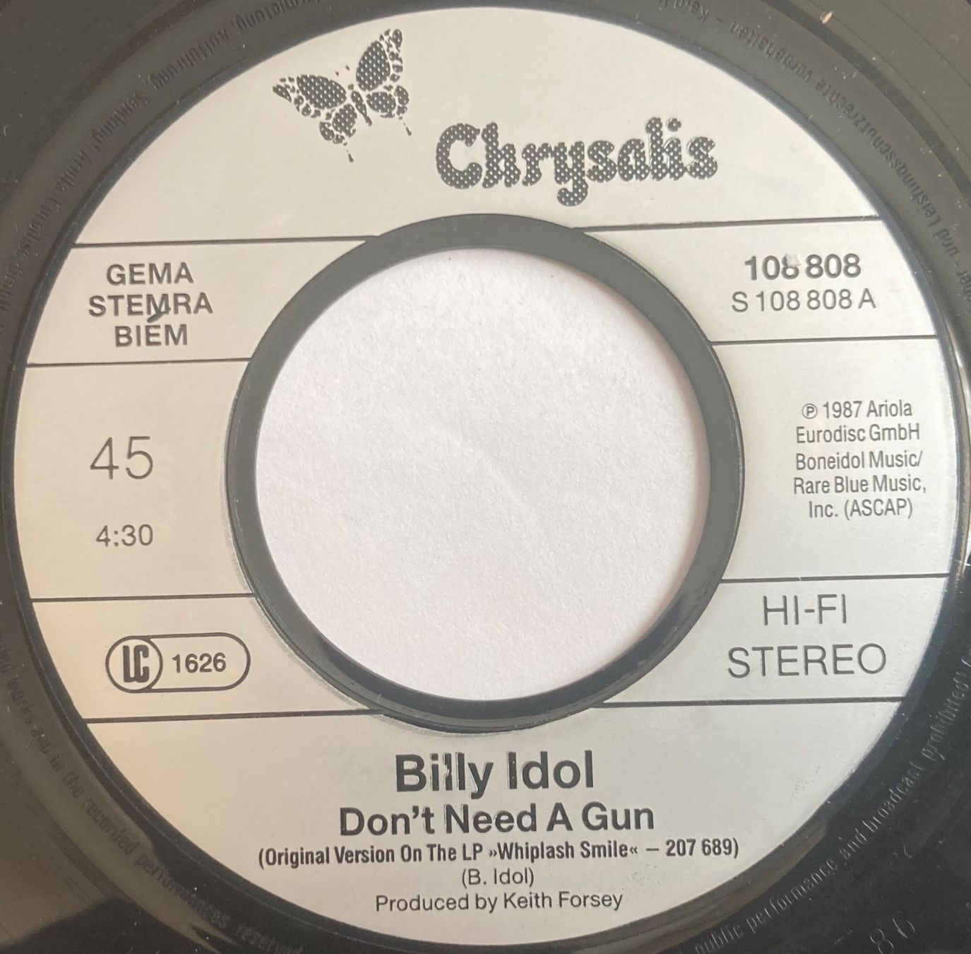 Dischi in vinile: BILLY IDOL - DON'T NEED A GUN – Usato da Poliez-Pittet venduto da Newtown-Records 2