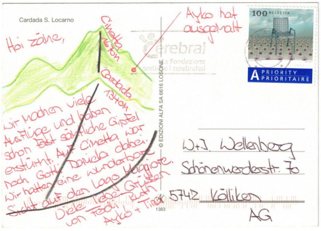 Cartoline postali: Locarno - 4 Bild AK Cardada – Usato da Binningen venduto da Mountainrider 1
