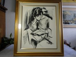 Original Porträt - Skittzen mit Signatur Tullio Mauri