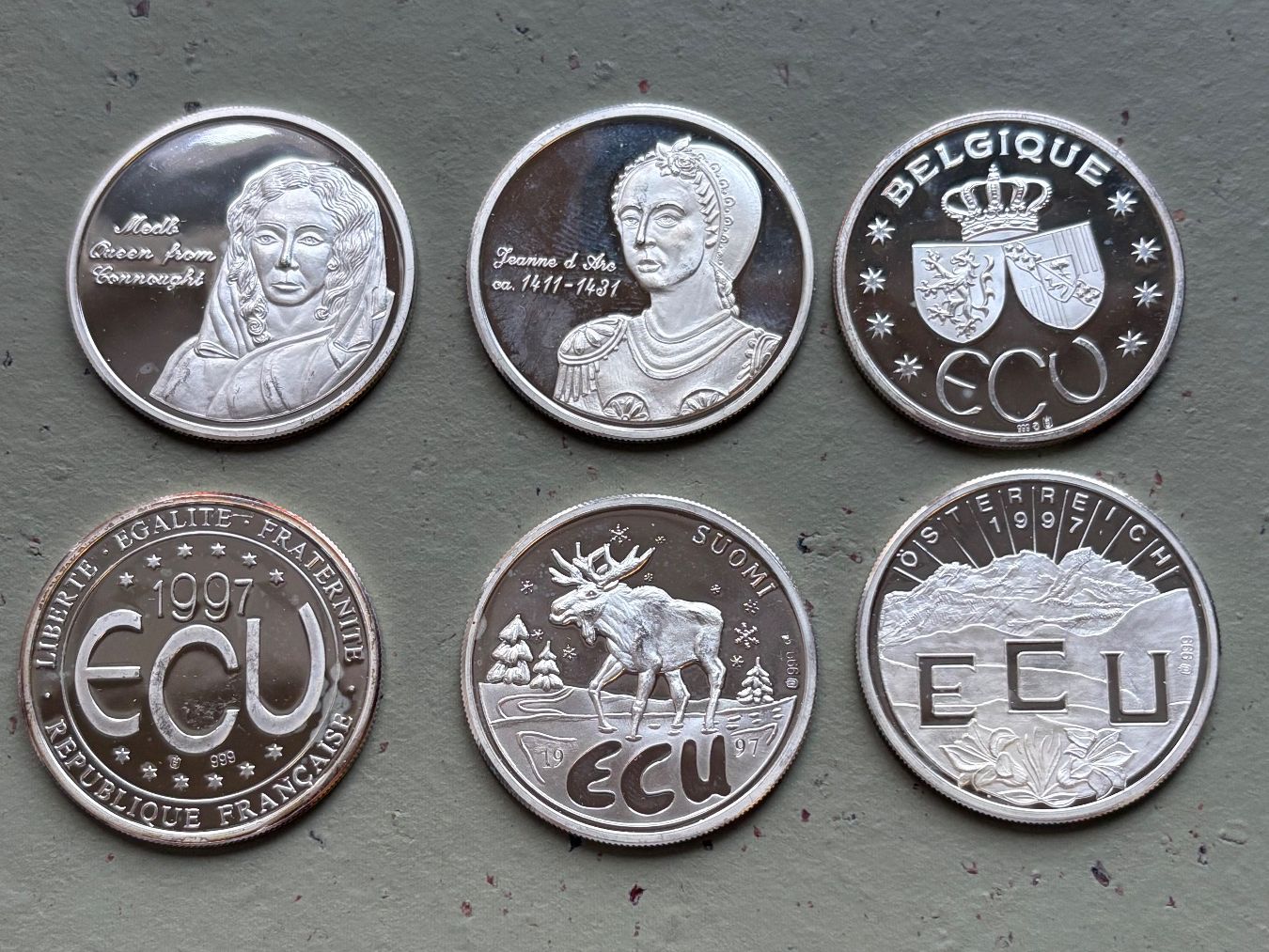 Medaglie: 6x ECU Silbermedaillen Silber .999 – Usato da Zürich venduto da mysilvercoin 1