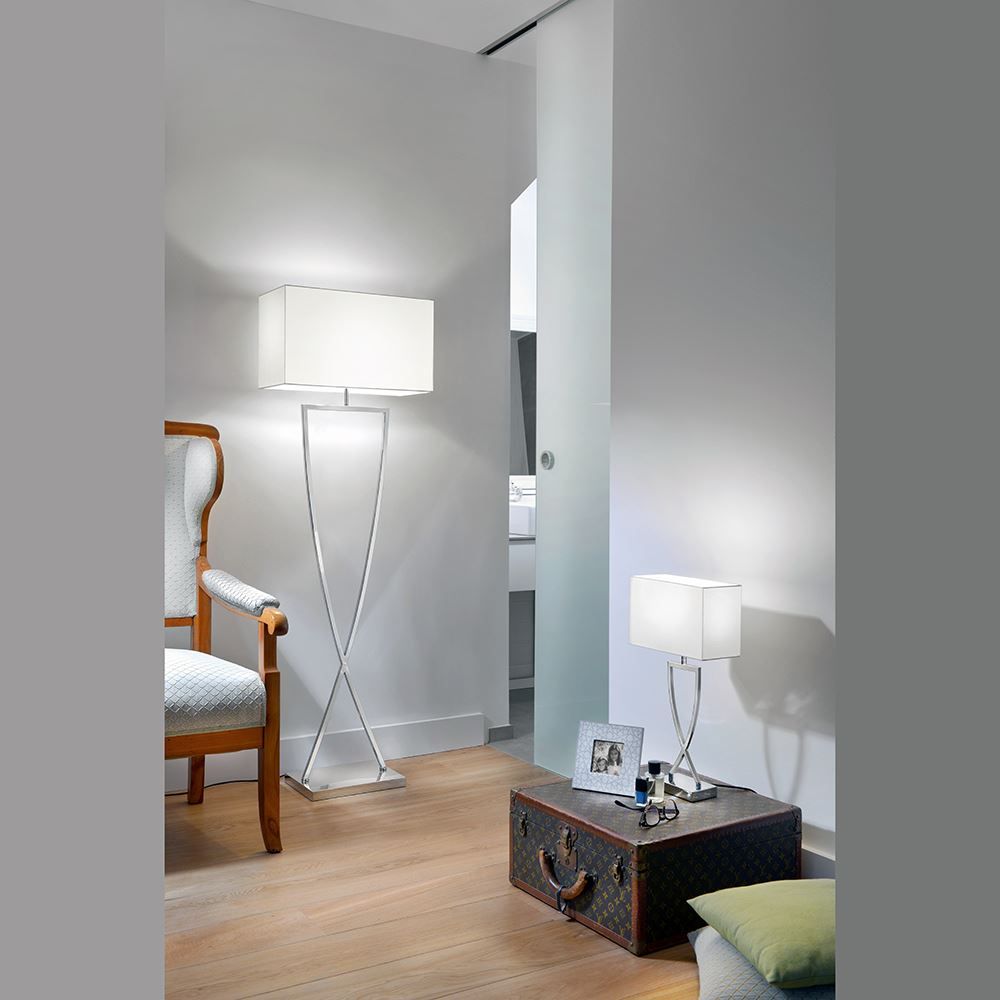 Lampade: Tischleuchte, Chrom, Weiss, 52 cm Höhe – Nuovo (secondo la descrizione) da Kreuzlingen venduto da Smart-Light 1