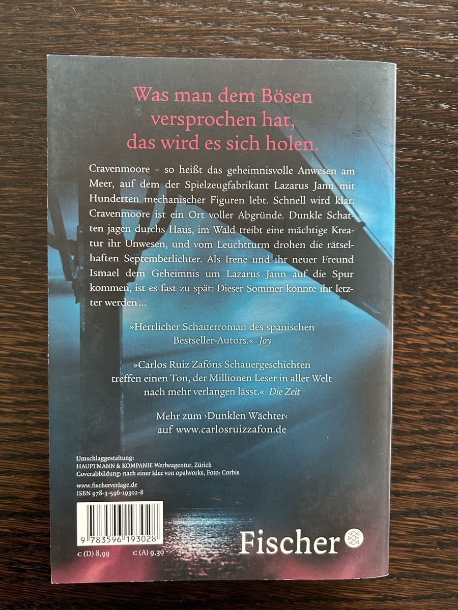 Libri: Der dunkle Wächter von Carlos Zafon – Usato da Arbon venduto da Bobbyx777 1