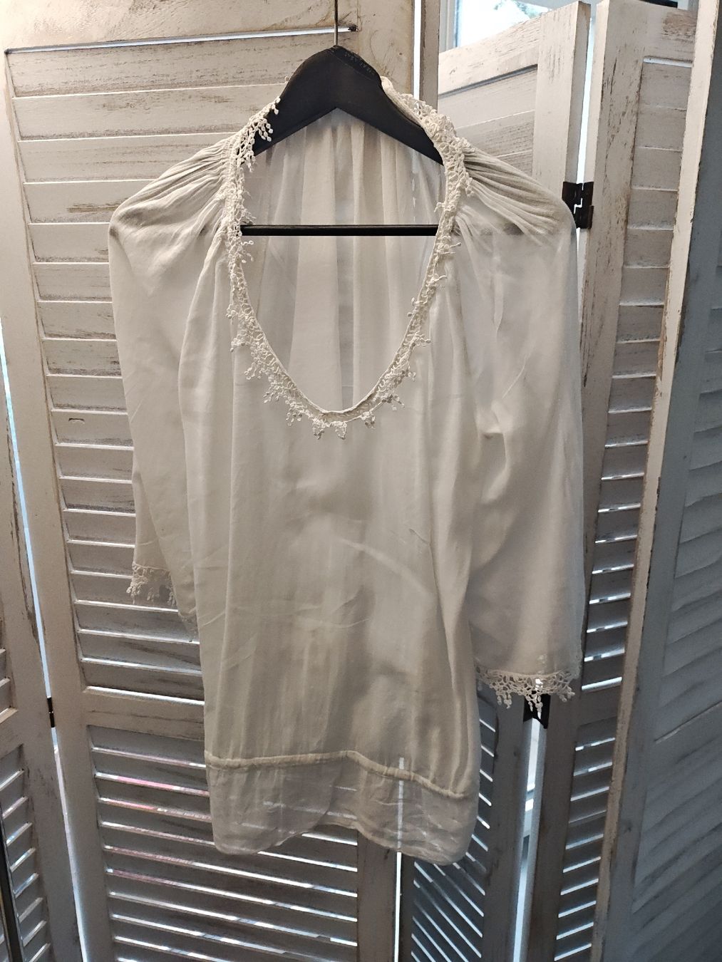 Zara Blusen: Zara Basic Bluse weiss mit Spitze Grösse L – Gebraucht aus Feldbach von Lizze