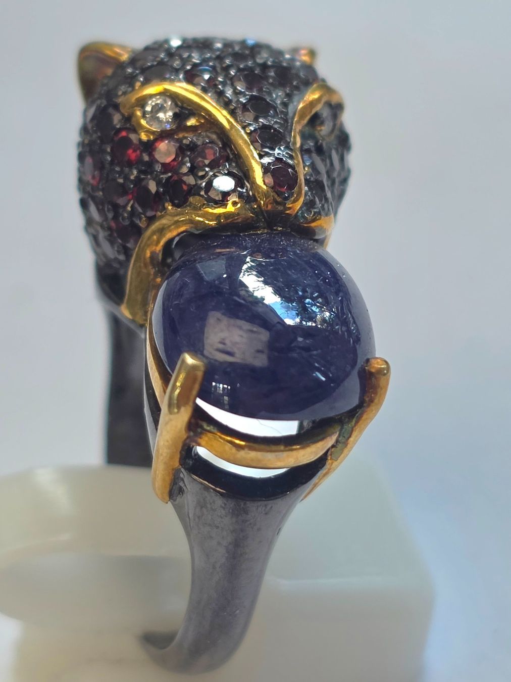 Anelli: Ring Panther Design mit Saphir und Granat Grösse 57 – Nuovo (secondo la descrizione) da Zürich venduto da adriben 5