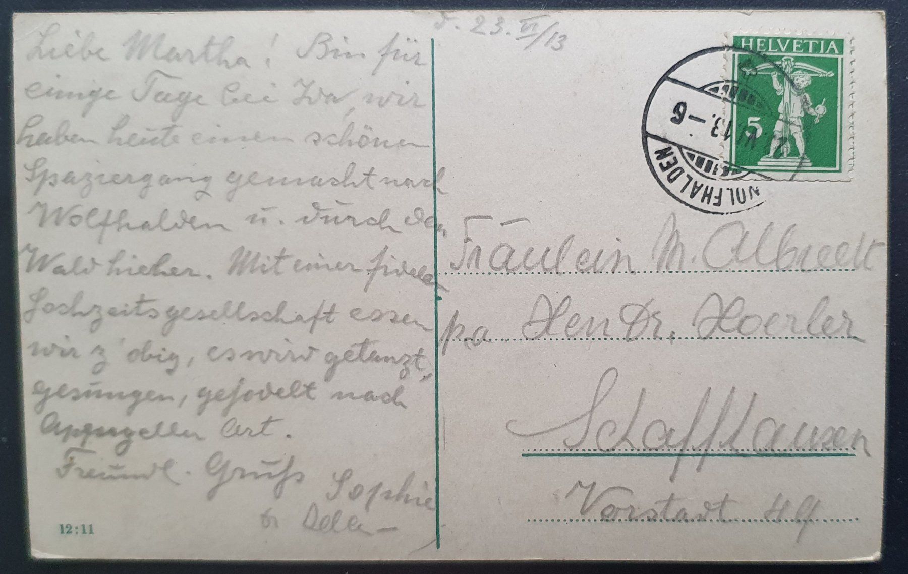 Cartoline postali: Schönenbühl - Wolfhalden 1913 – Usato da Kreuzlingen venduto da Rschweiz1 1
