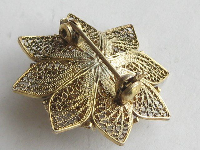 Spille & Fermagli: Antik Brosche Silber 835 vergoldet Emaille Rosette Blüte – Usato da Ermatingen venduto da Decovin 6