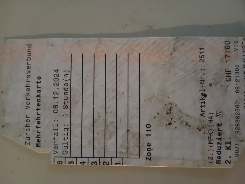 Mehrfahrtenkarte 8.12.2024 Zone 110 (Neu (gemäss Beschreibung)) in ...