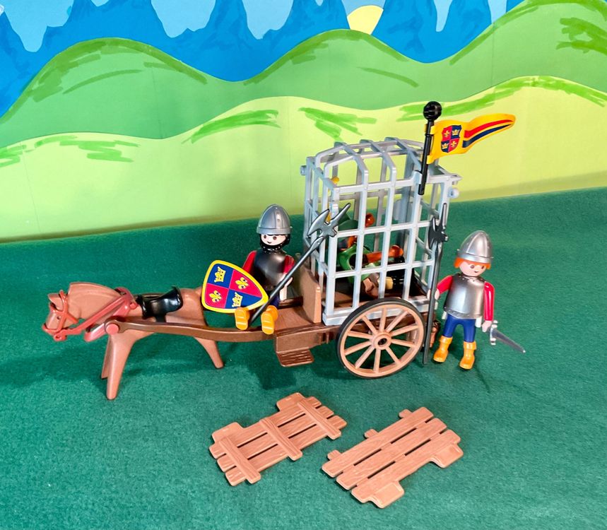 Playmobil Ritter Gefängniswagen Gefängnis Kutsche Fuhrwerk (Gebraucht ...