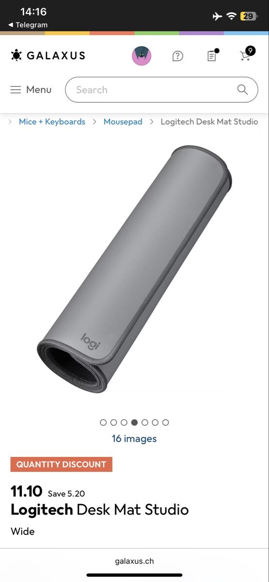 Logitech Tappetini per mouse: Logitech Desk Mat Studio Wide – Usato da Langenthal venduto da vik_v5ml 7