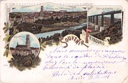 Fribourg FR // 1900 Litho viaduc Grandfey