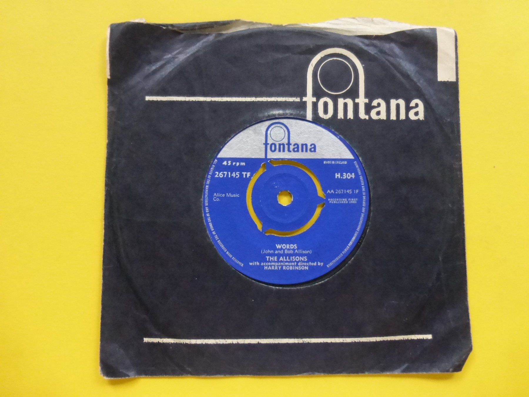 Dischi in vinile: The Allisons – Words – Usato da Zürich venduto da Swiss57