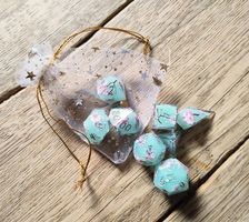 Set de dés JDR artisanaux neufs bleus