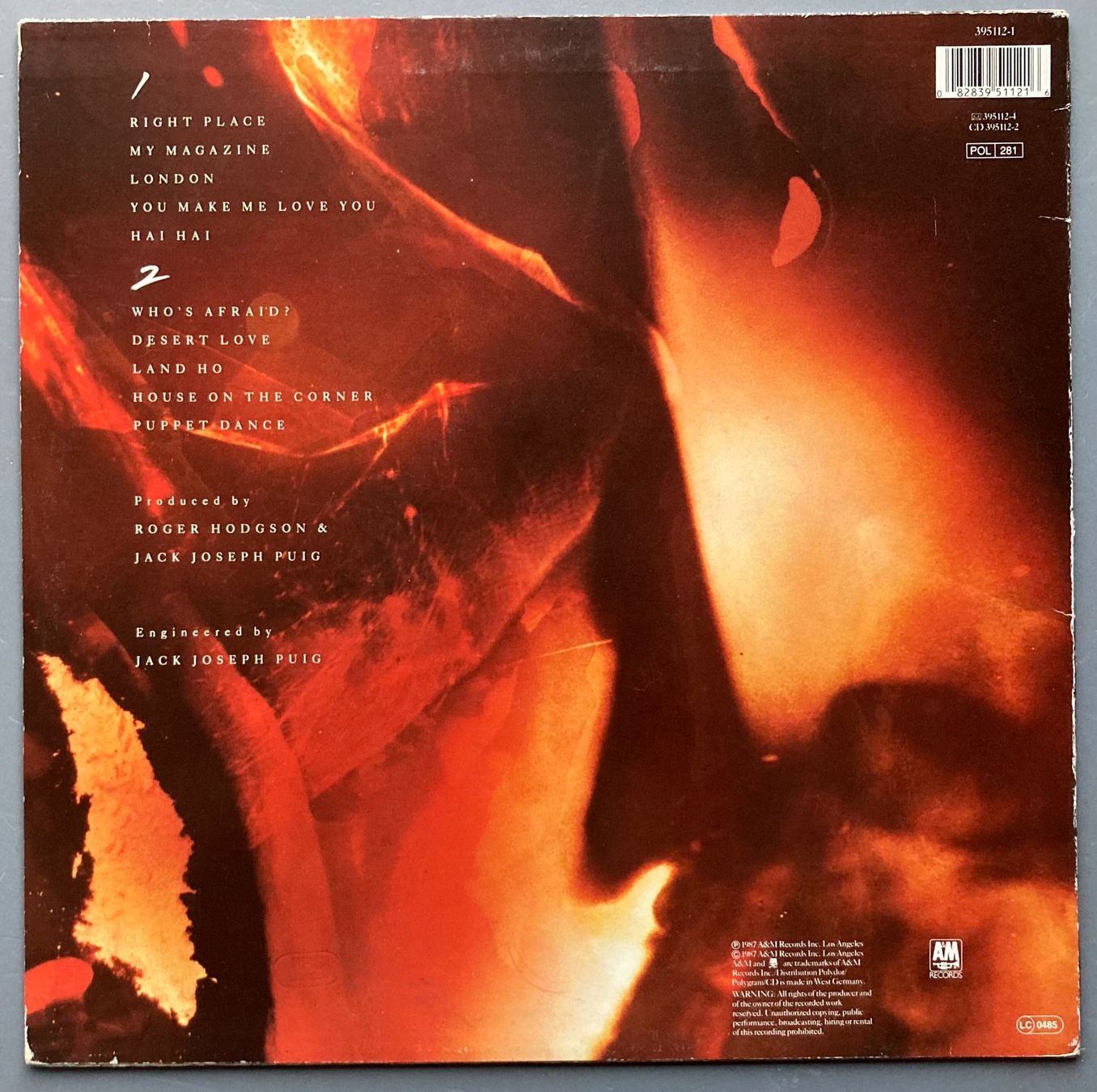 Dischi in vinile: ROGER HODGSON - HAI HAI – Usato da Poliez-Pittet venduto da Newtown-Records 1