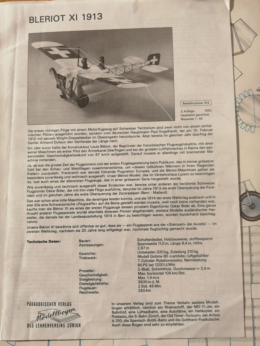 Modellbausätze & Standmodelle: Bleriot XI 1913, Historischer Modellbogen Flugzeug Bastel... – Neu (gemäss Beschreibung) aus Honau von holunder3