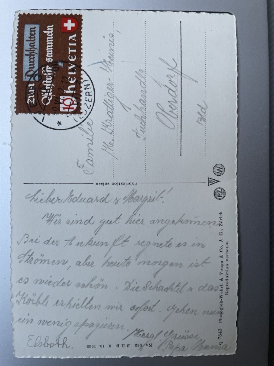 Cartoline postali: Weggis Ansichtskarte von 1939 – Usato da muttenz venduto da Premier0 1
