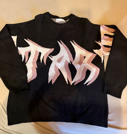 Pull Tricot Noir Motif Graffiti Taille M Bon Etat
