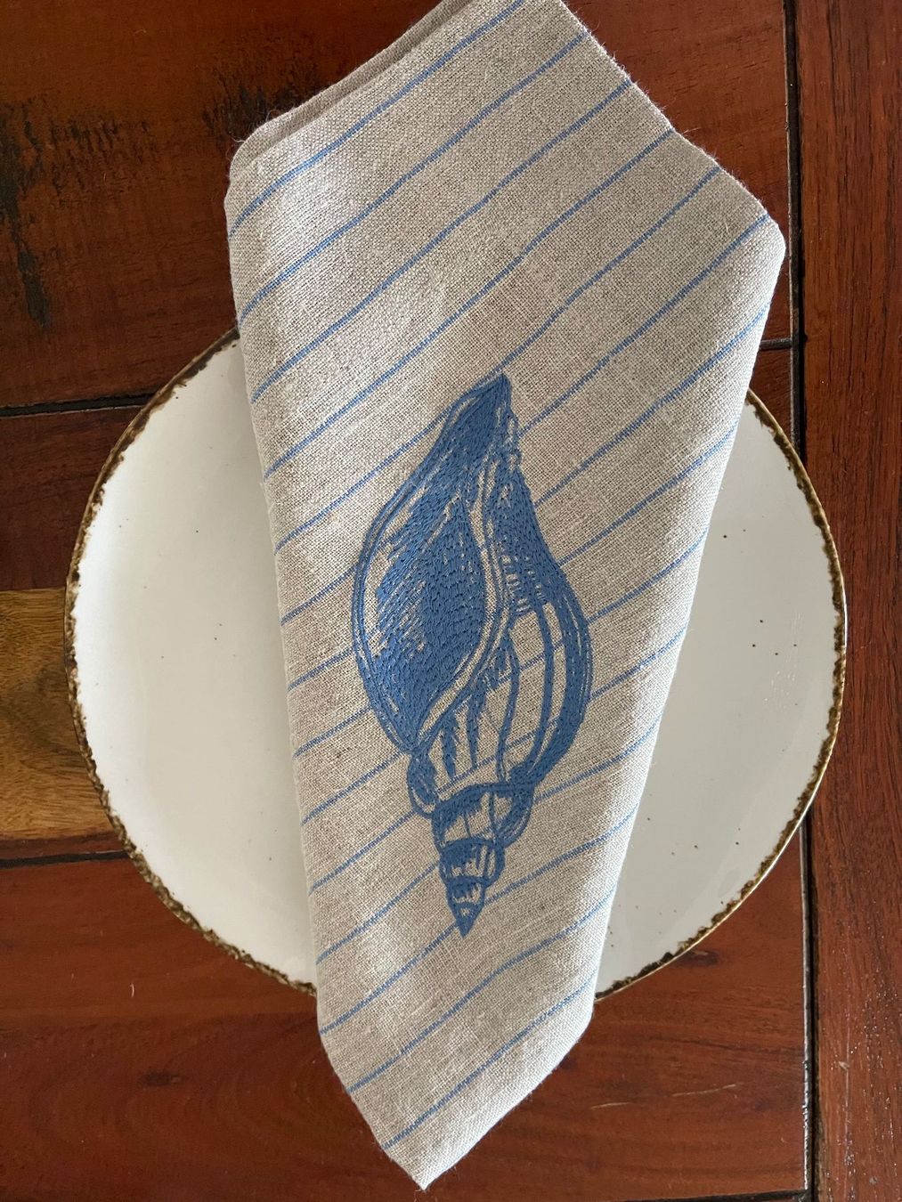 Tovaglioli: Leinen Serviette, bestickte Serviette, Natur Farbe – Nuovo e nell'imballaggio originale da Meilen venduto da tea_n6fg 2