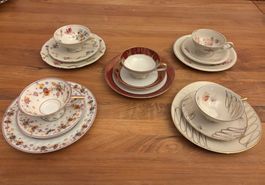 5 VINTAGE Porzellan Kaffee-Gedecke 1920-1950 Sammlerstücke