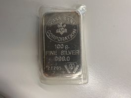 100g Silberbarren Swiss Bank