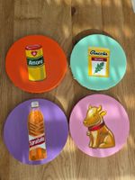 4er Set Runde Acrylbilder Schweizer Alltag Humor