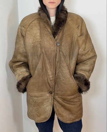 Shearling vintage coat montone winter coat