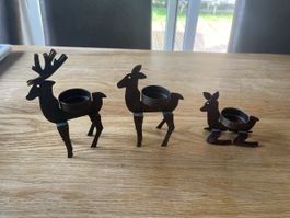 Lot de 3 porte-bougie réchaud cerfs PARTYLITE 