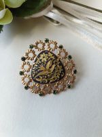 Brosche Toledo Damaszener  «Vogel & Blüten» (Gold / Schwarz