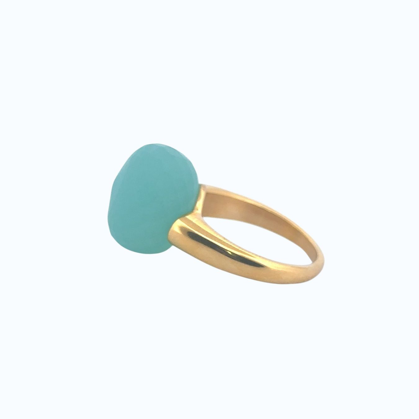 Olga Ribler Anelli: Statement gelbvergoldet, Edelstahl Ring Gr 55, Chalzedone – Nuovo (secondo la descrizione) da Luzern venduto da Schmuckoutlet 7