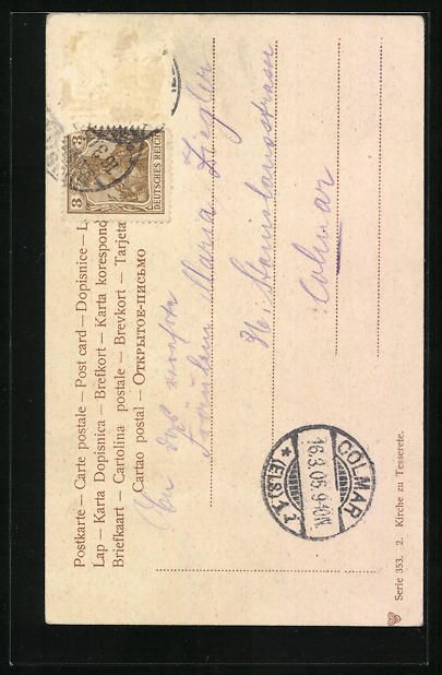 Cartoline postali: AK Tesserete, Weg zur Kirche, 1905 – Usato da Berlin venduto da bartko-reher 1