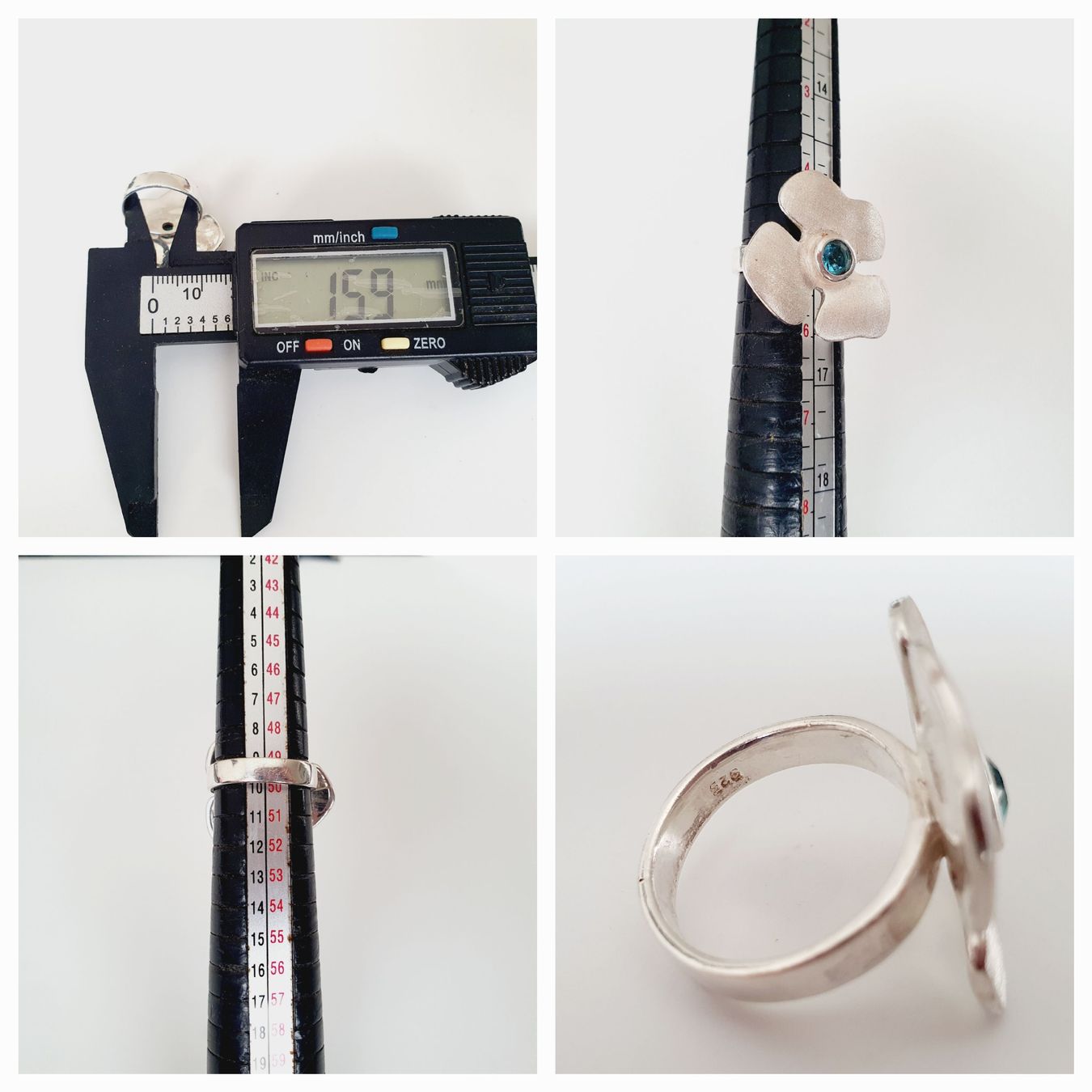 Anelli: Silber Ring 925  Blumenring mit blauem Stein Gr 15,9 mm – Usato da Kreuzlingen venduto da Wunderkiste123 9