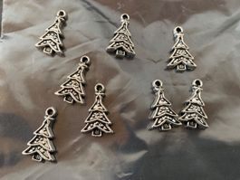 ANHÄNGER CHRISTBAUM silb. SCHMUCK BASTELN  /  8 Stück / NEU